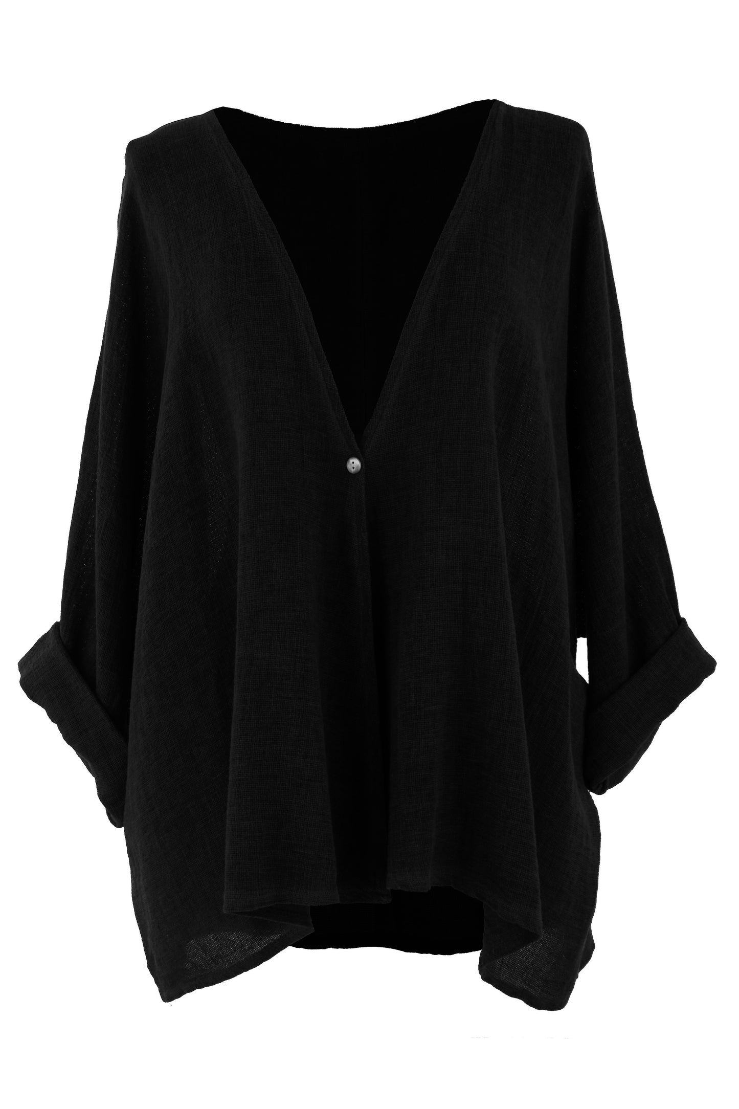 One Button Linen Cardigan