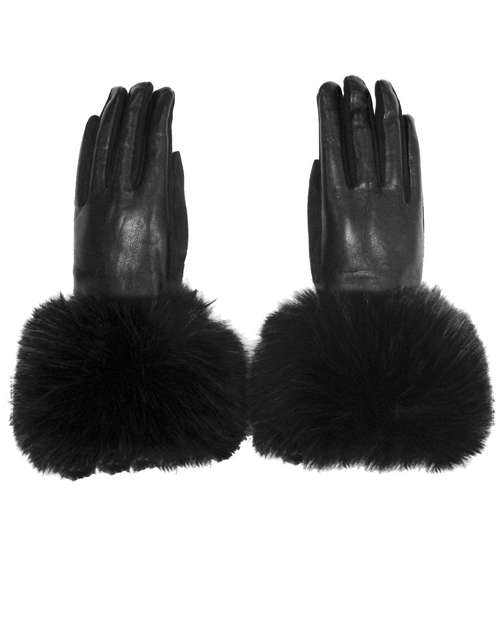Two Tone Faux Fur Leather Gloves