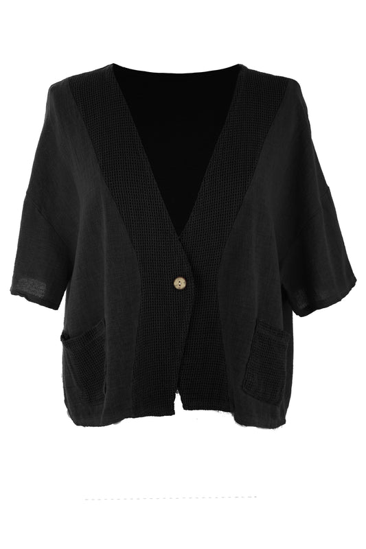 Mesh Detail Hopsack Jacket