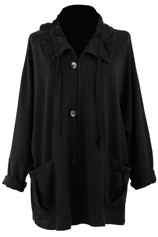 Rushed Collar Jersey Jacket