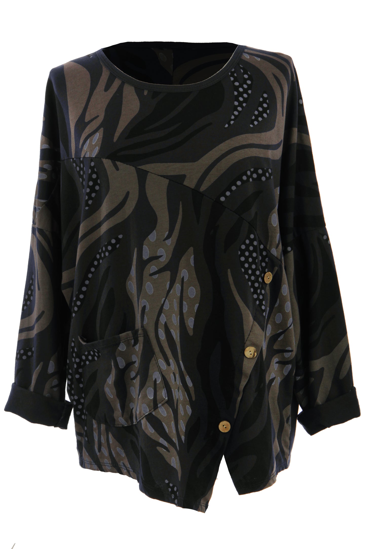 3 Button Printed Top