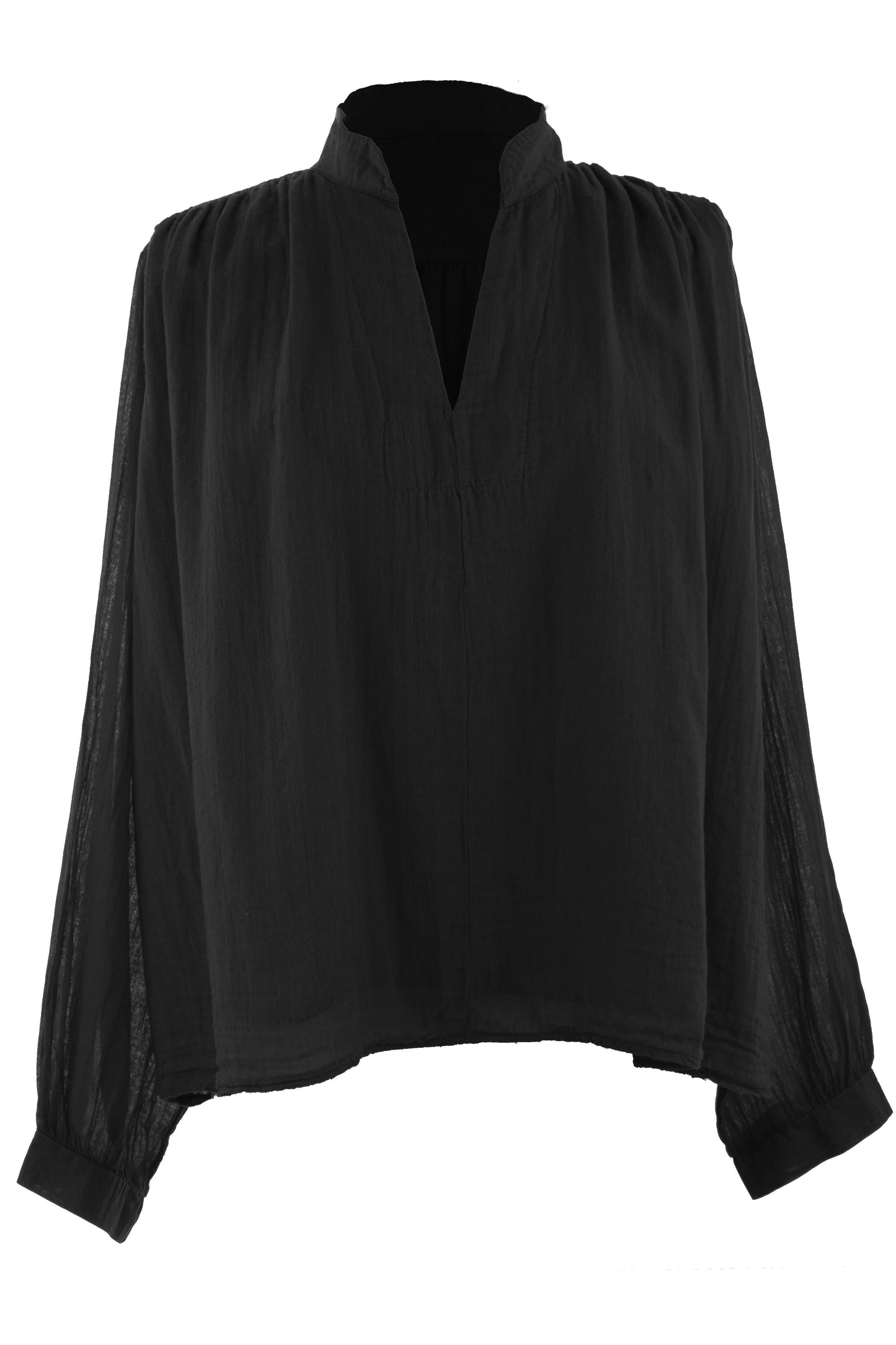 Ruched Shoulder Cotton Top