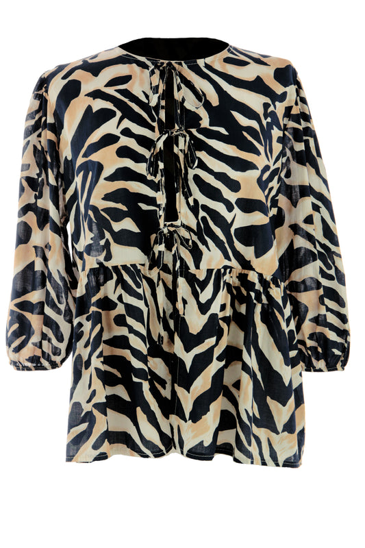 Zebra Print 3 Tie Top