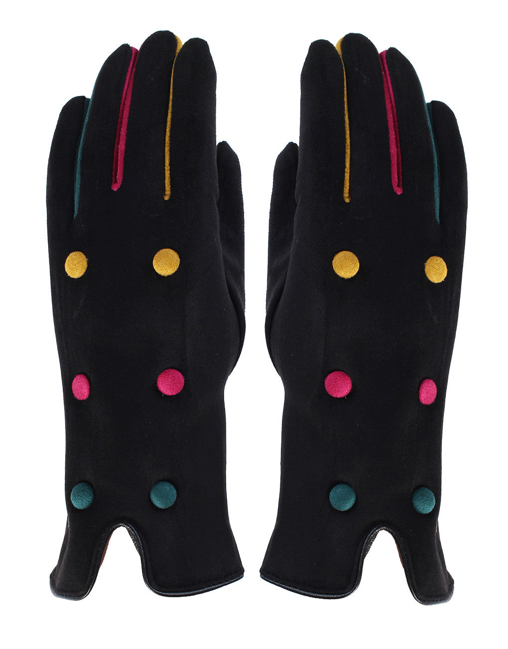 Button Detail Suede Gloves