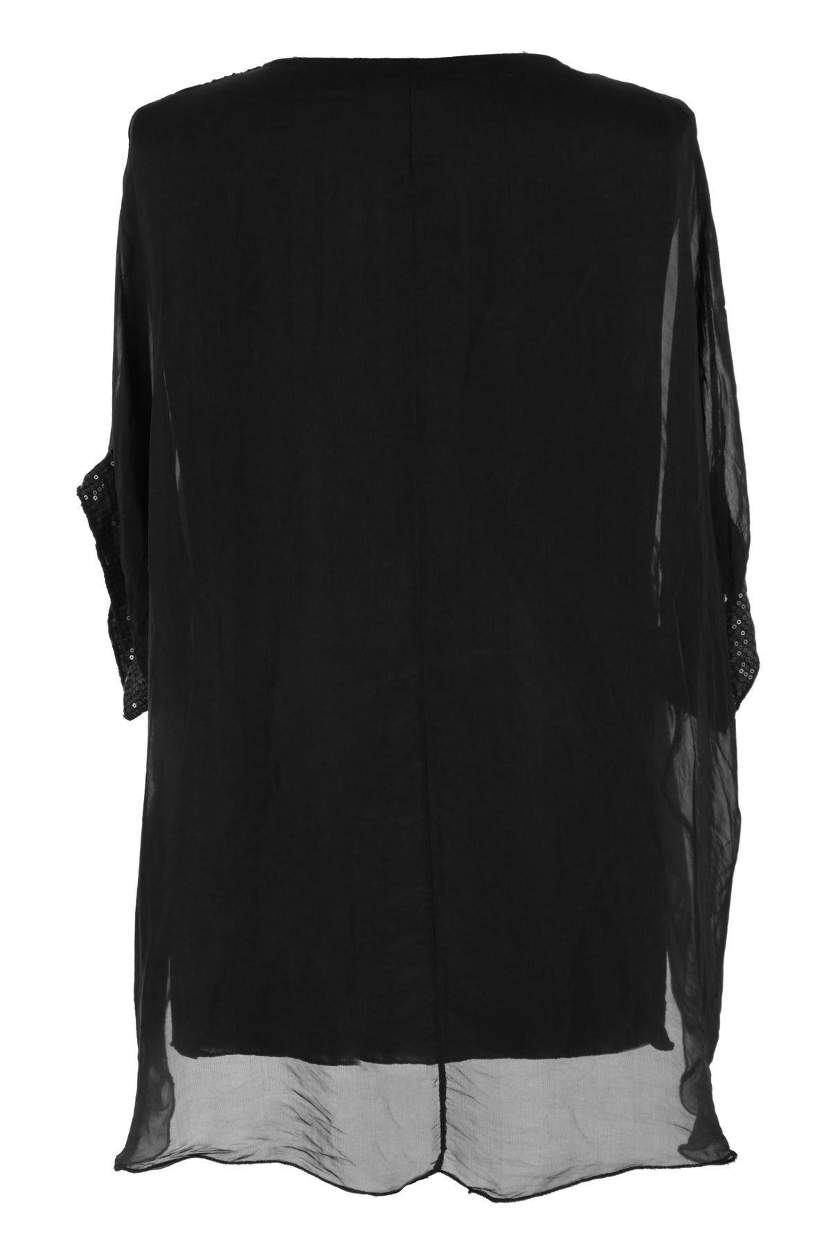 Sequin Hem Silk Top