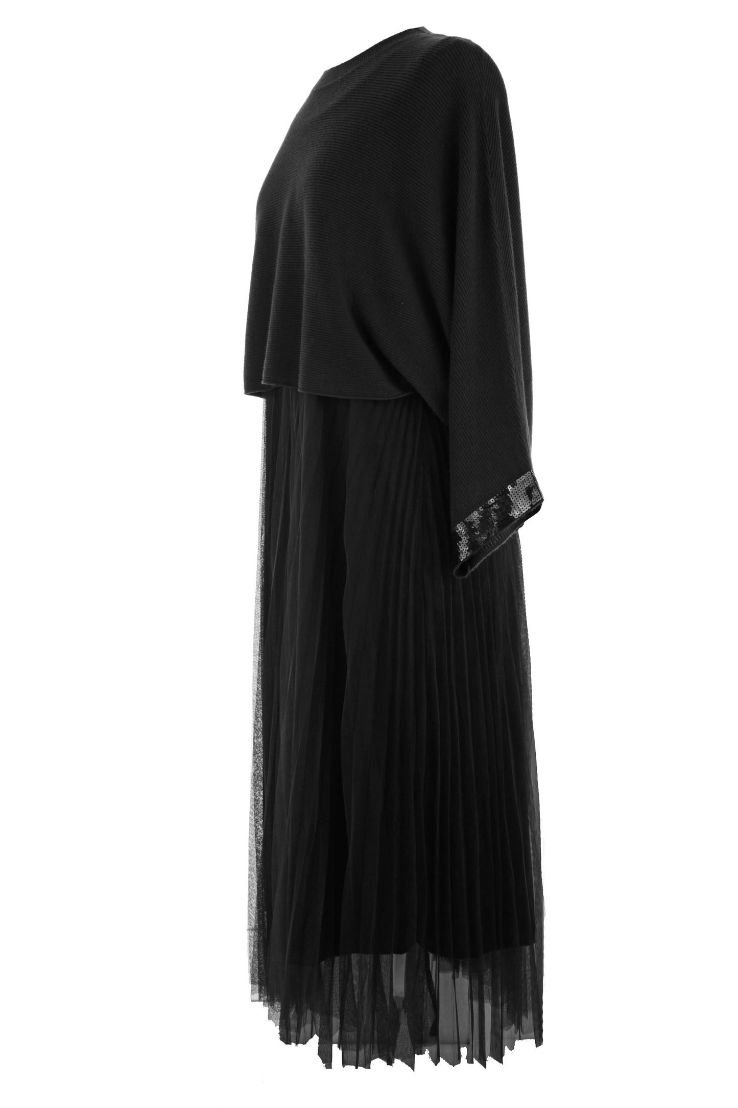 2 Piece Ribbed Top Mesh Dress