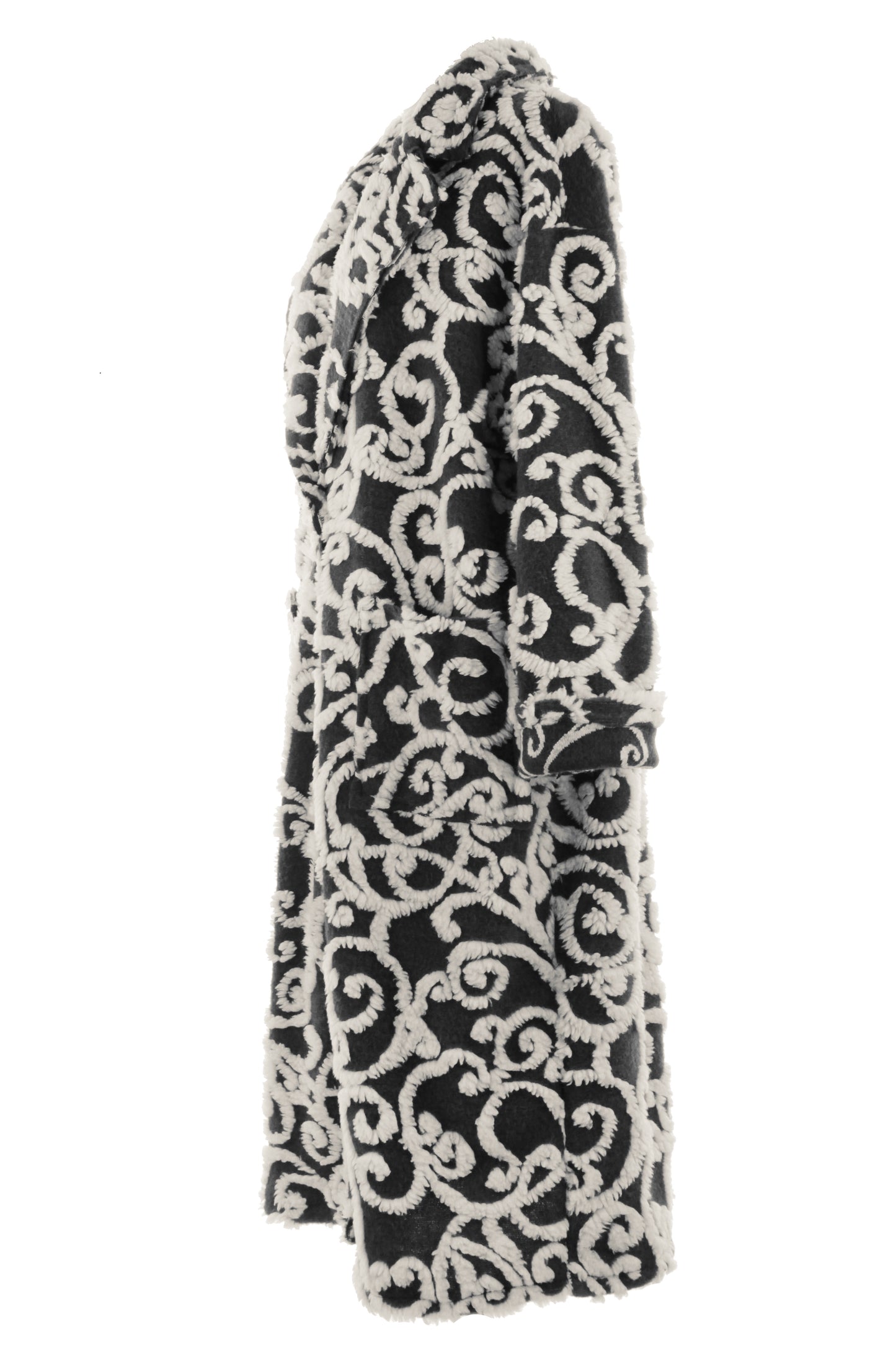 Swirl Pattern Wool Coat