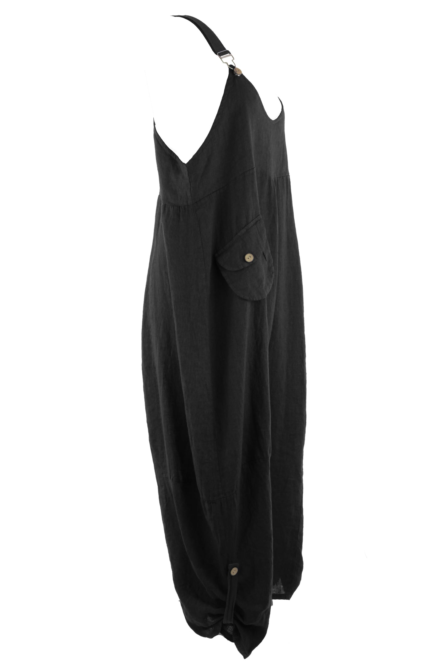Flap Pocket Linen Jumpsuit