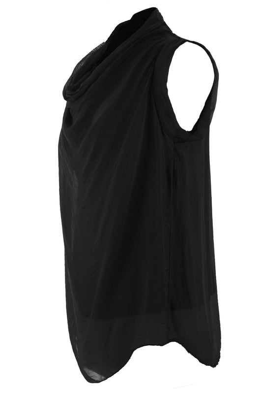 Sleeveless Cowl Neck Silk Top
