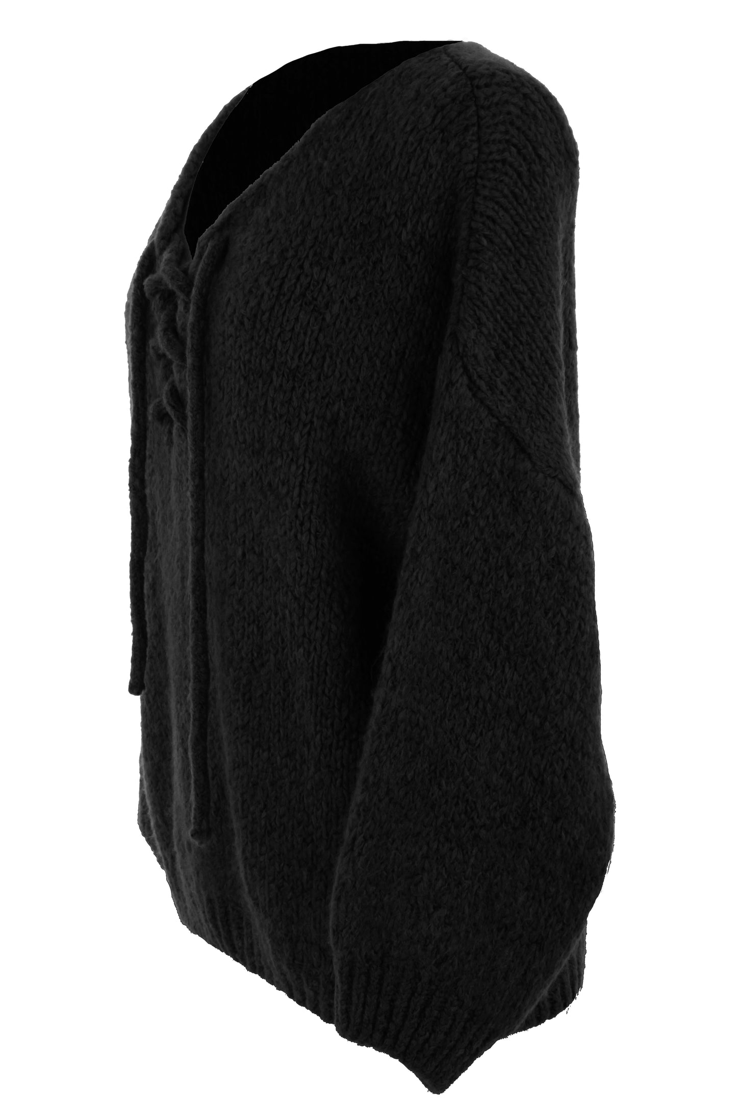 Lace Up Neck Wool Knit Jumper