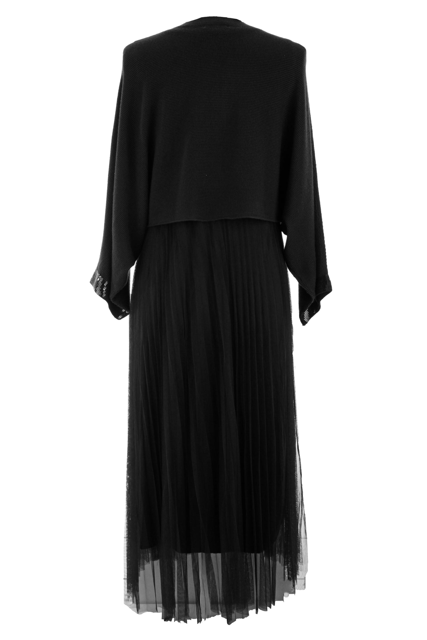 2 Piece Ribbed Top Mesh Dress