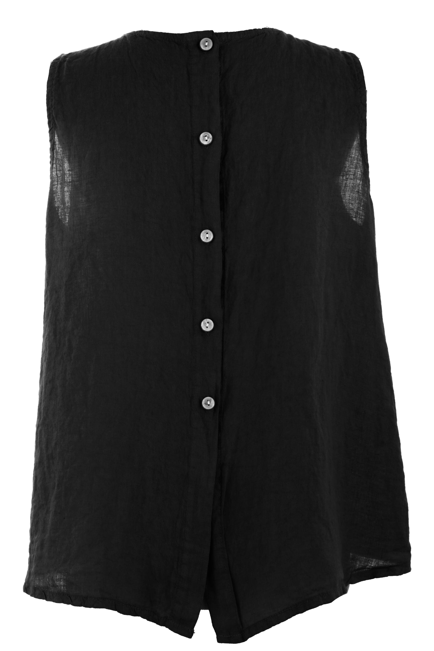 Sleeveless Button Back Linen Top
