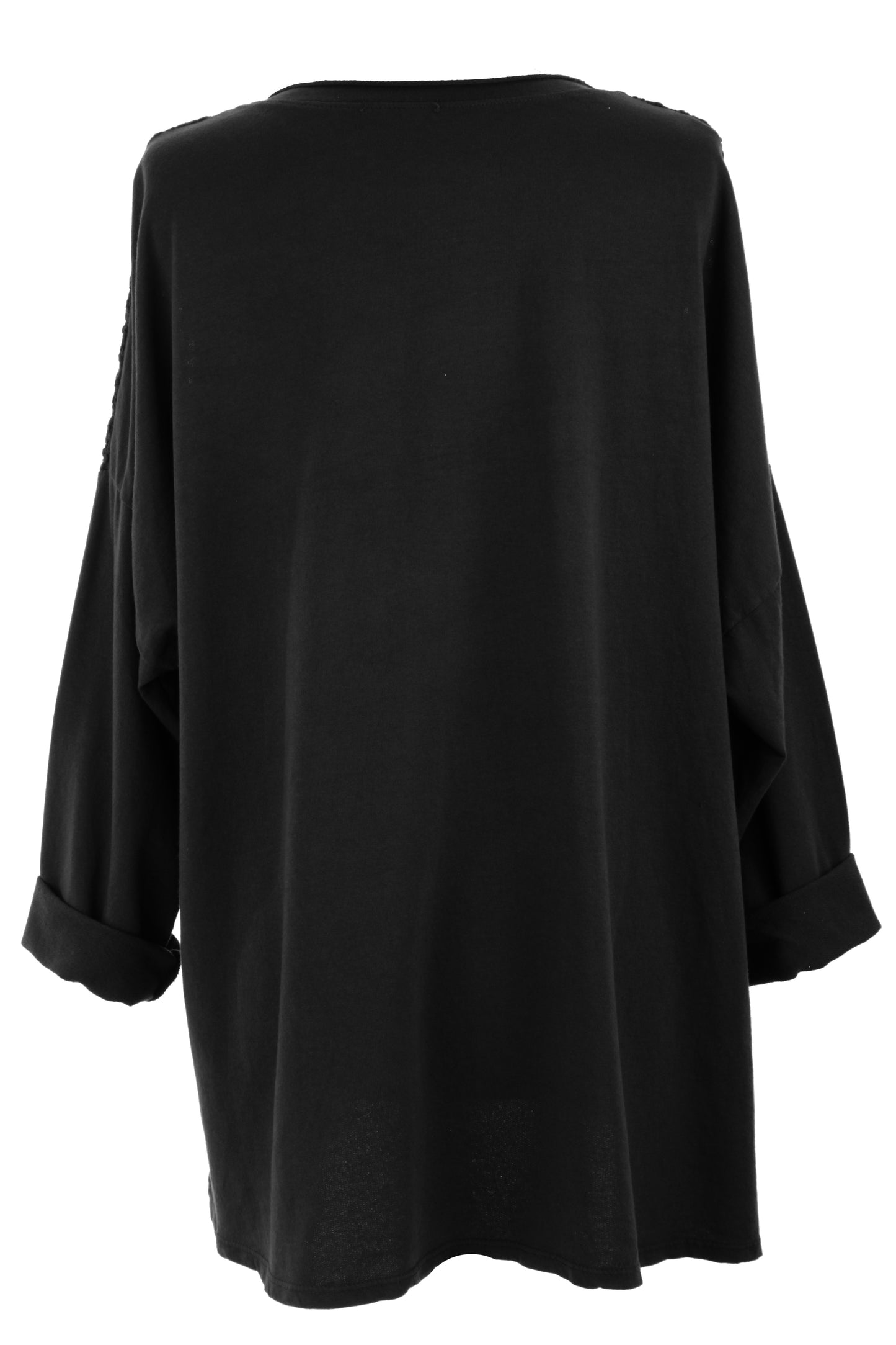 Flower Applique Crochet Jersey Top