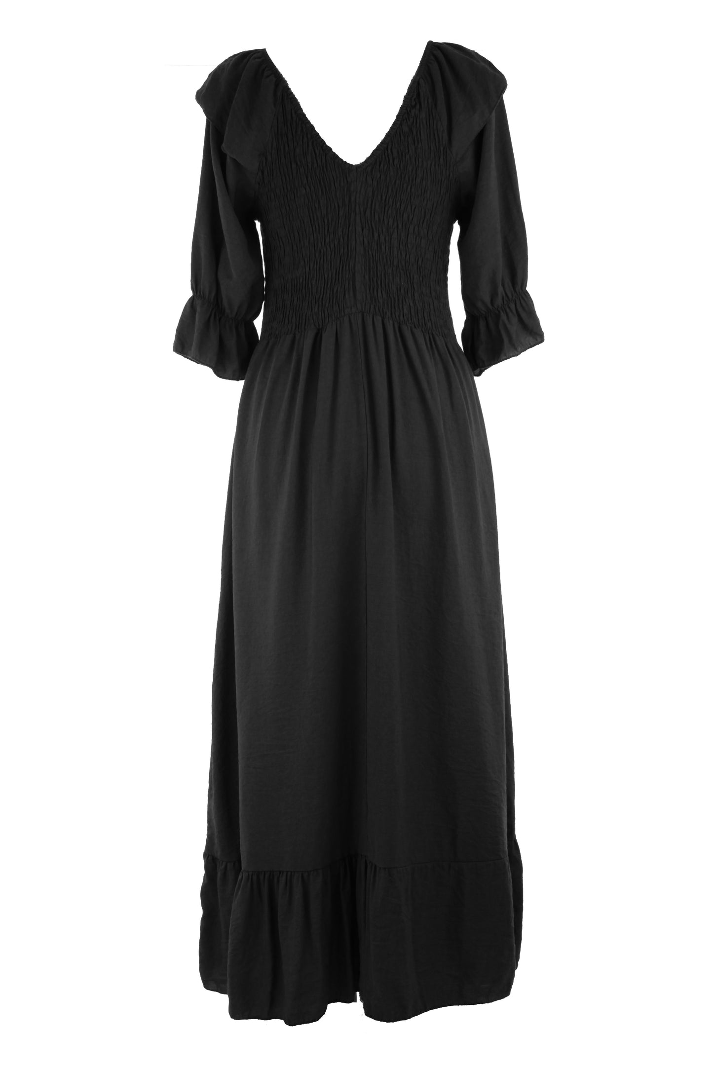 V Neck Smocked Maxi