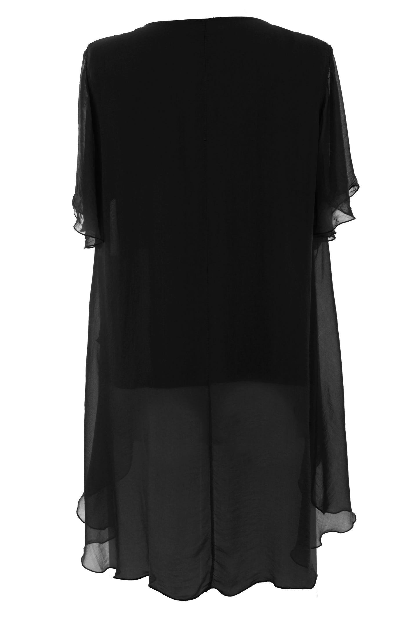 V Neck Crossover Hem Silk Blouse