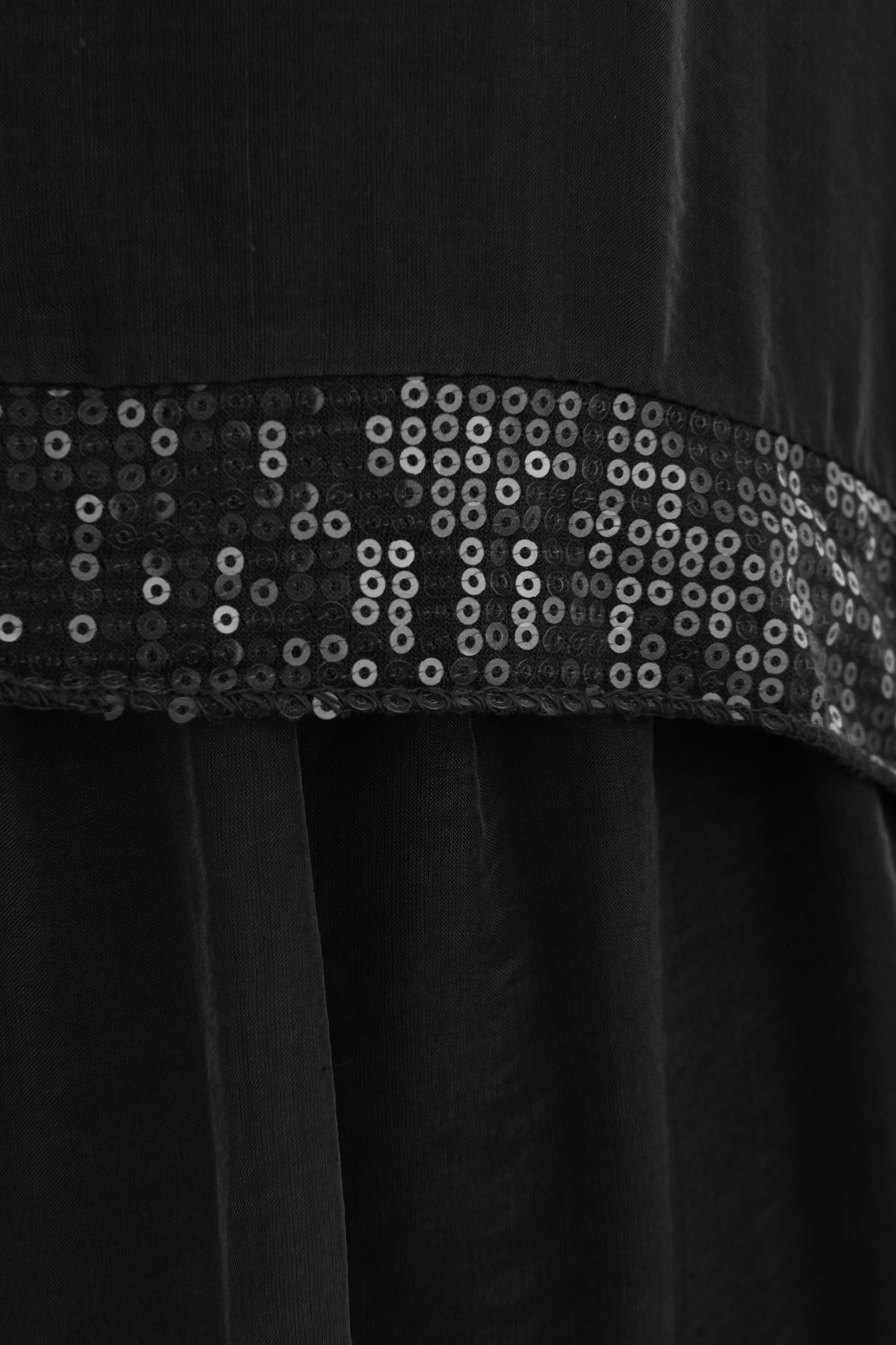 Sequin Trim Layered Hem Silk Blouse