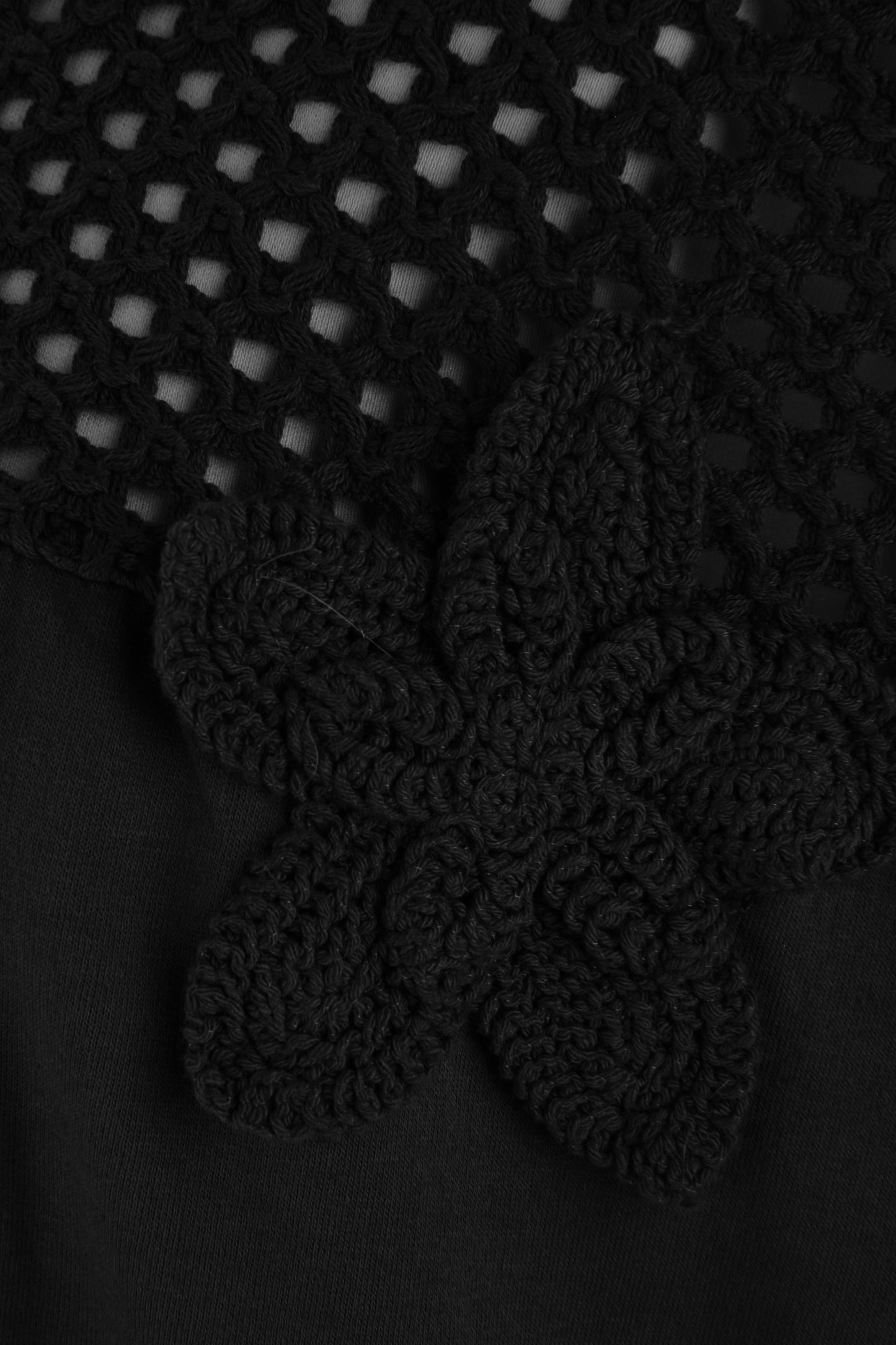 Flower Applique Crochet Jersey Top