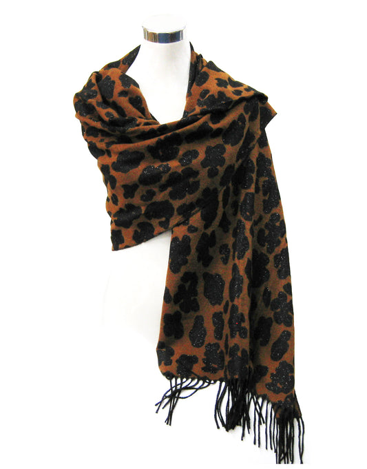 Leopard Lurex Cashmere Scarf