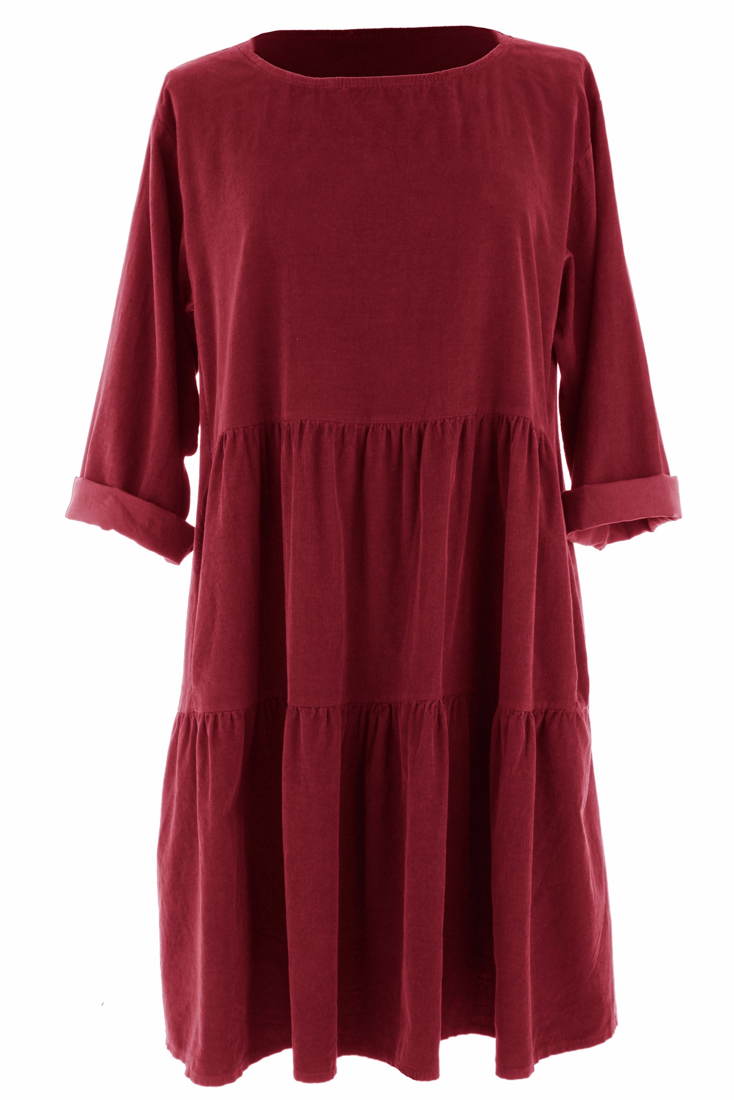 Tiered Swing Corduroy Dress