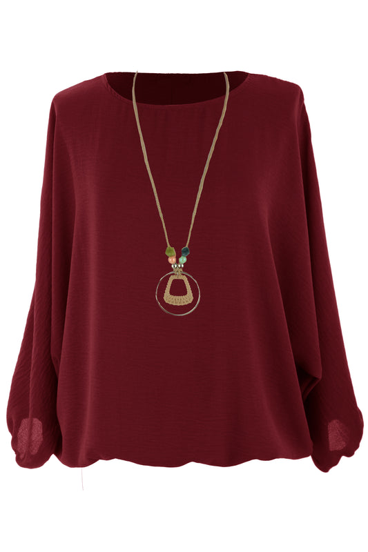 Puffball Hem Necklace Top
