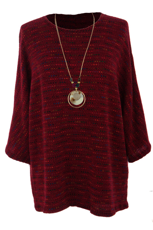 Batwing Tweed Necklace Top