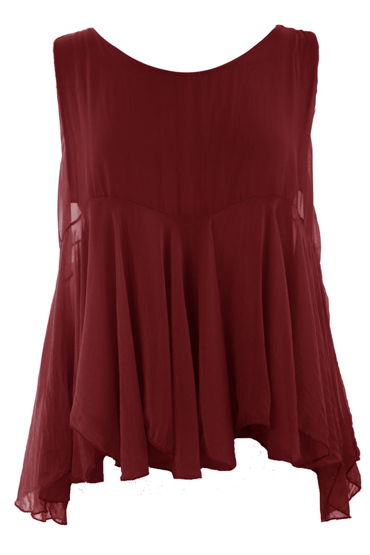 Sleeveless Swing Silk Top