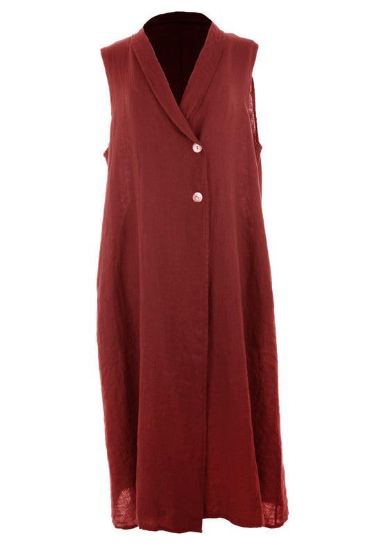 Sleeveless Collar Neck Linen Dress