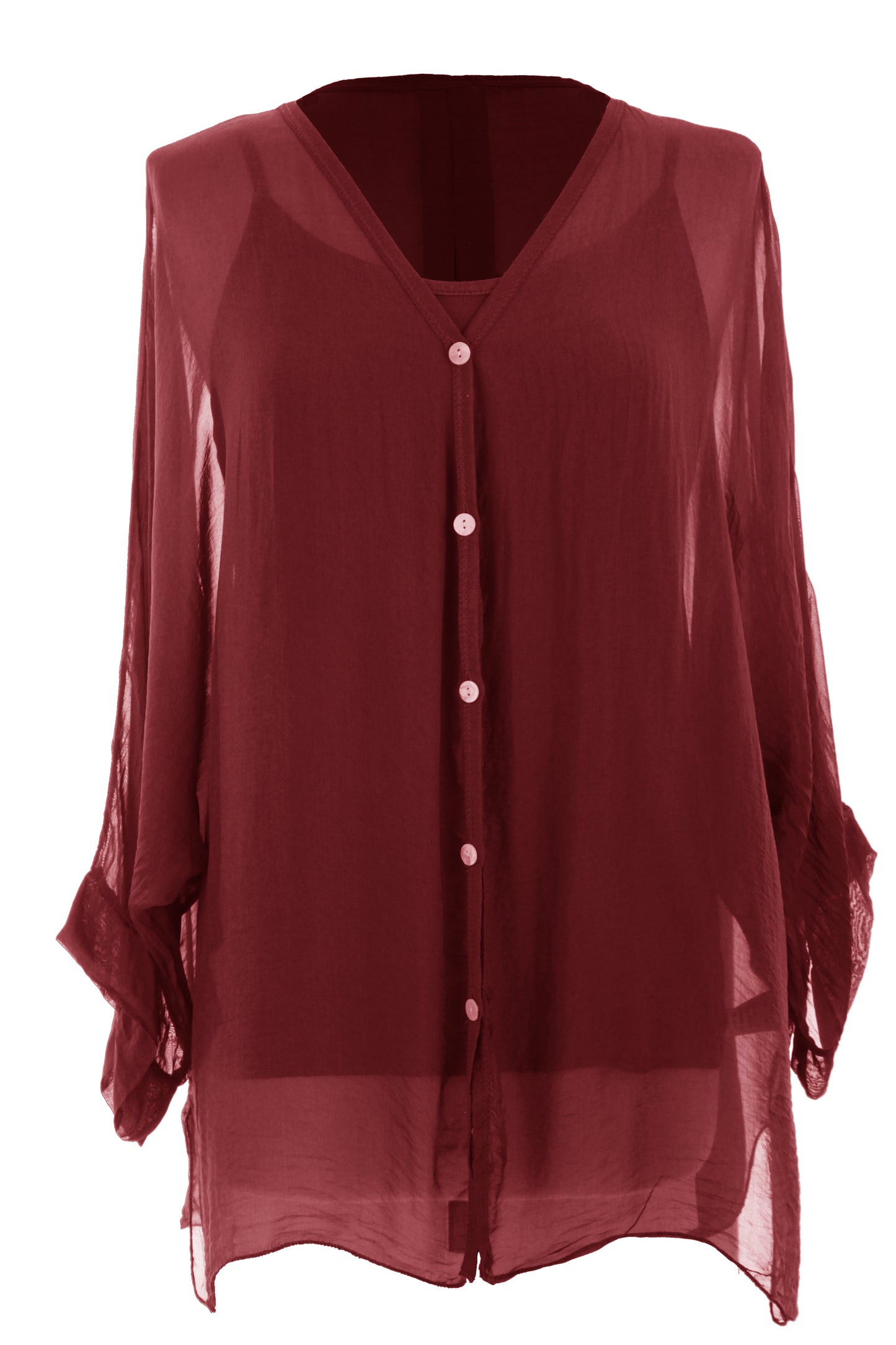 V Neck Silk Shirt with Vest