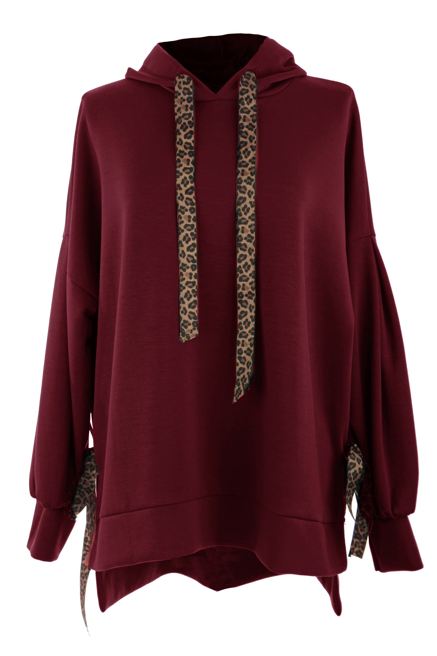 Leopard Print Tie Hoodie Sweatshirt