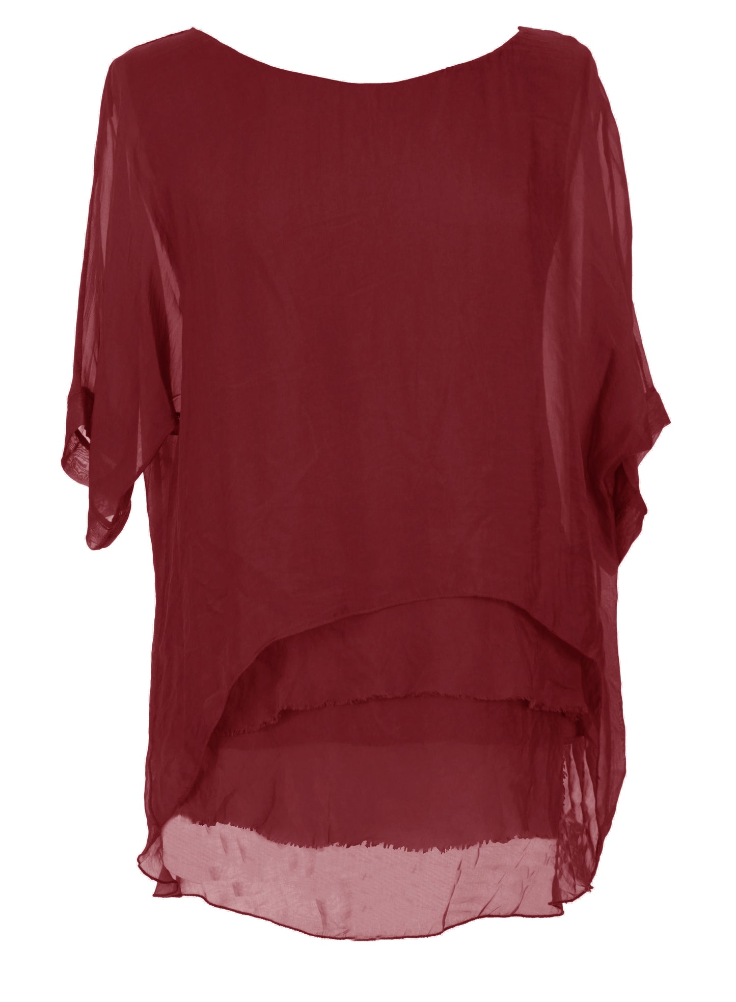 Frayed Hem Silk Top