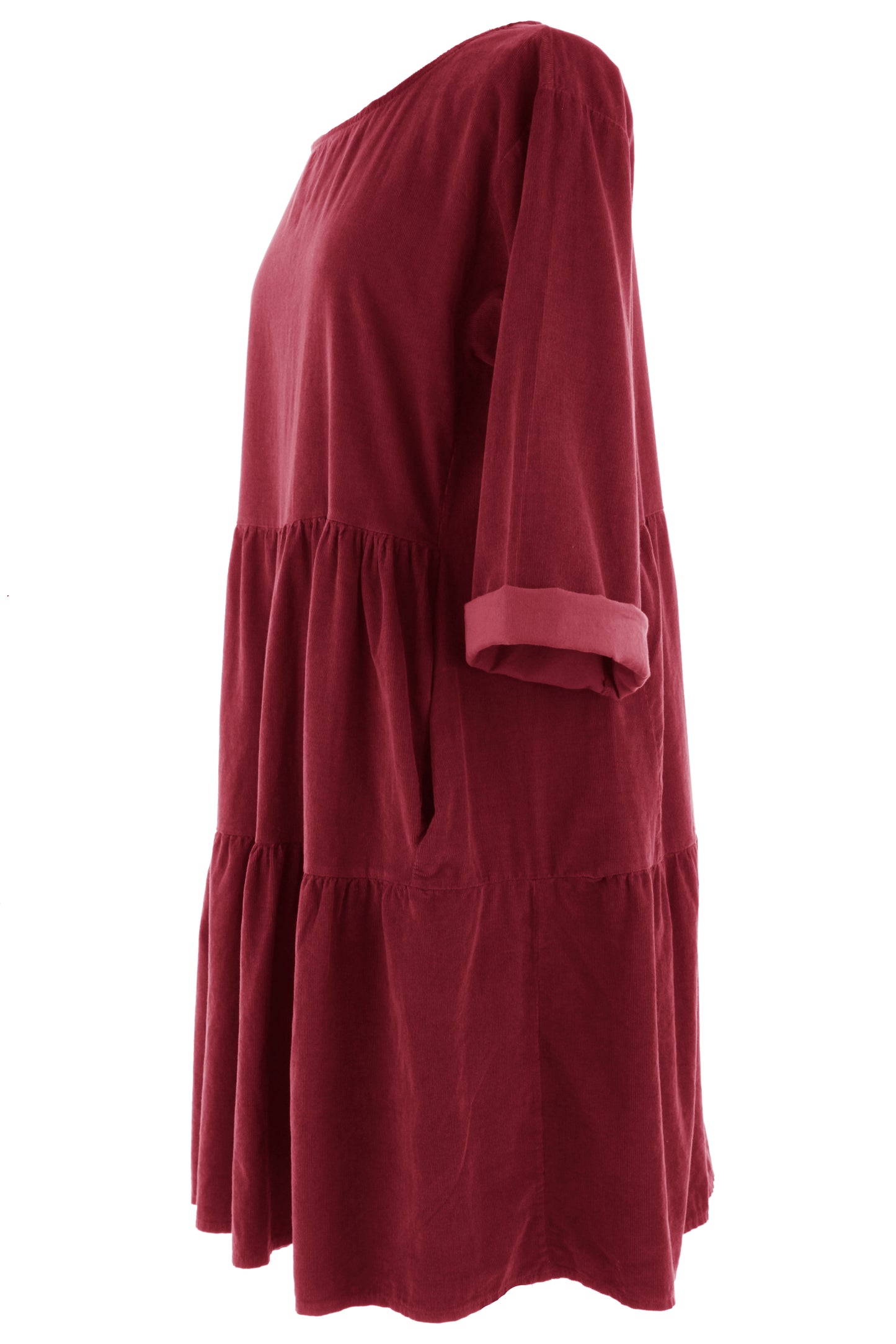 Tiered Swing Corduroy Dress