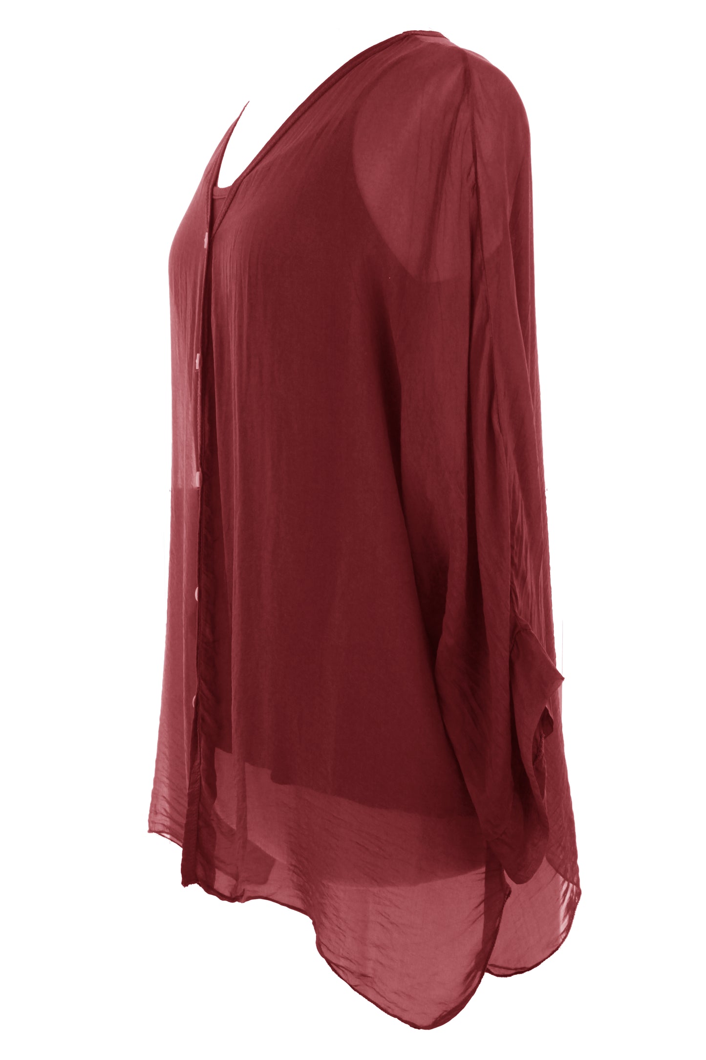 V Neck Silk Shirt with Vest