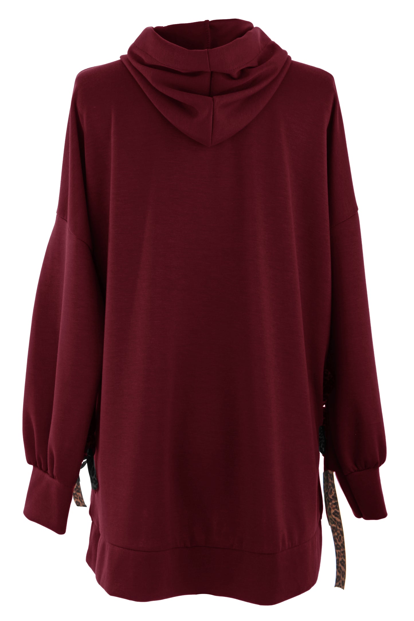 Leopard Print Tie Hoodie Sweatshirt