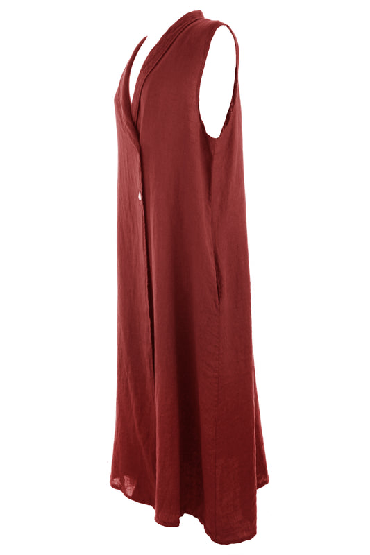 Sleeveless Collar Neck Linen Dress