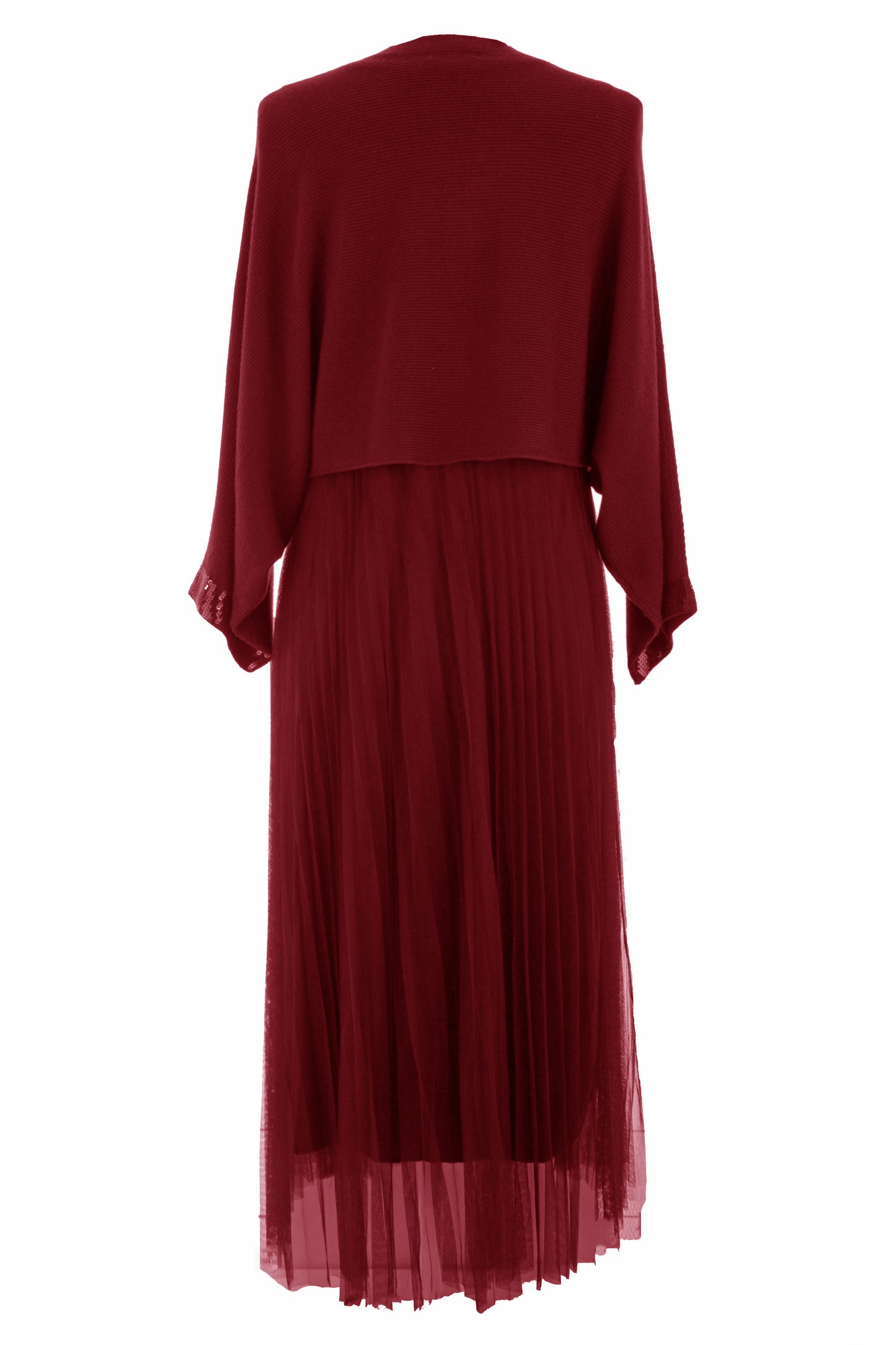 2 Piece Ribbed Top Mesh Dress