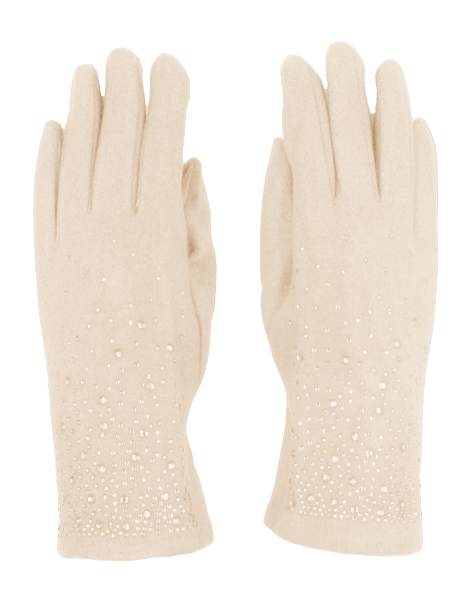 Diamante Detail Cashmere Gloves
