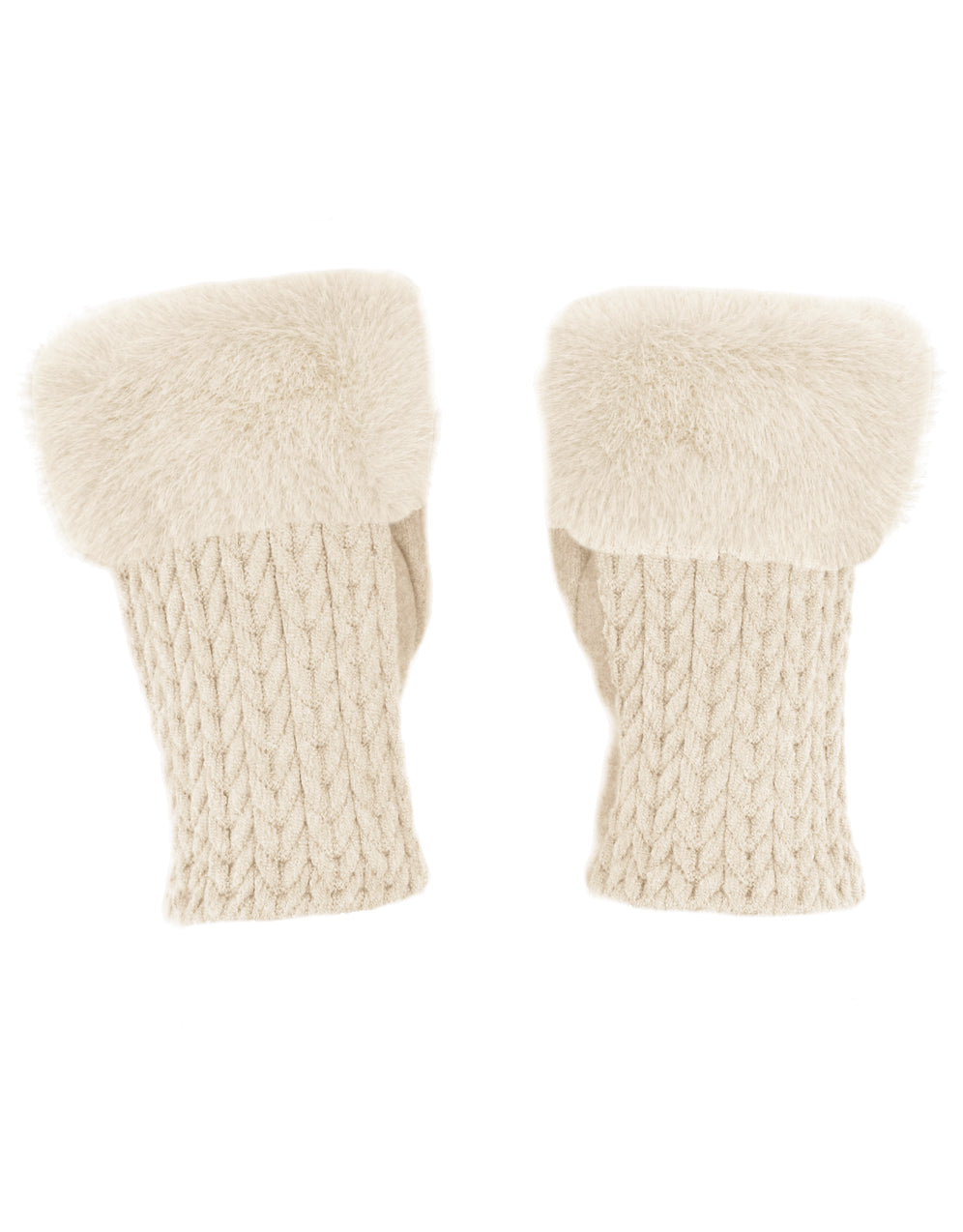 Faux Fur Cashmere Knit Fingerless Gloves