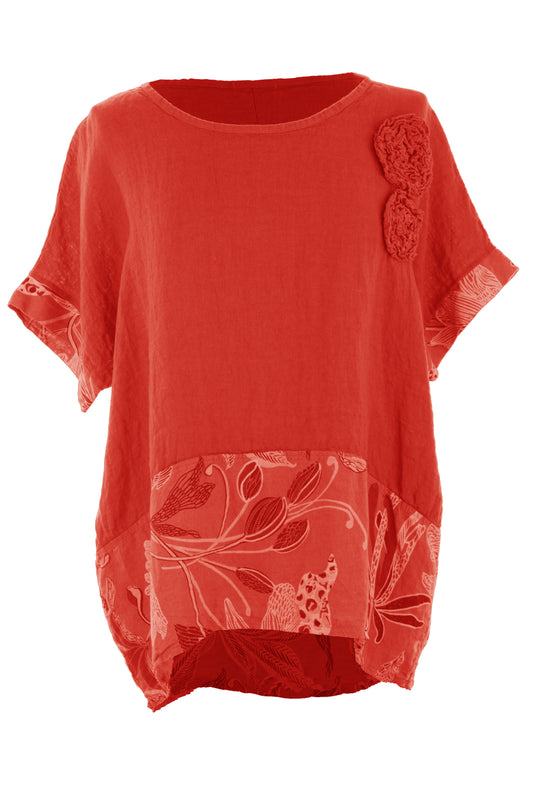 Floral Panel Linen Top