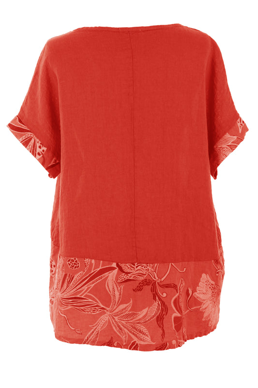 Floral Panel Linen Top