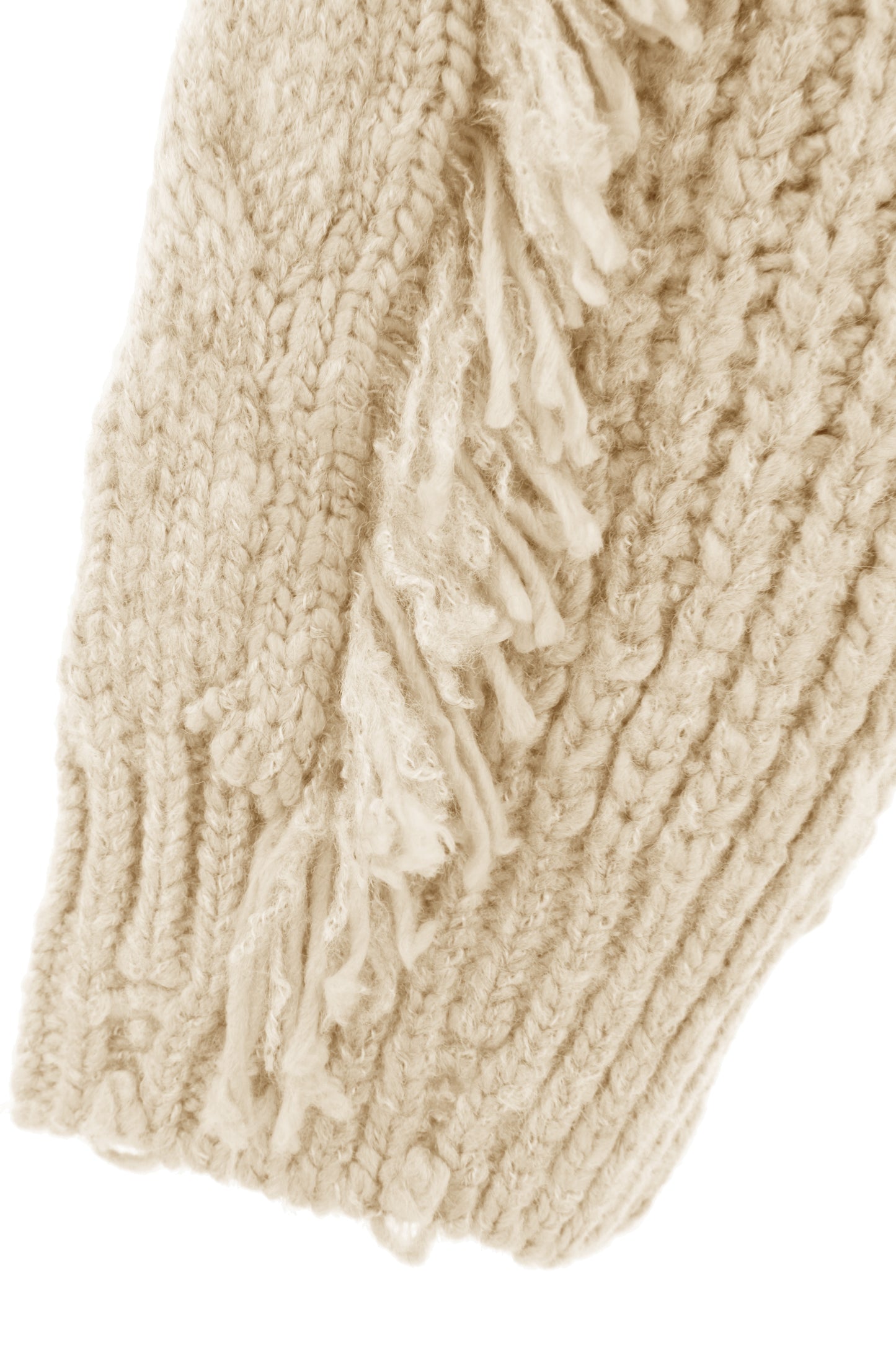 Cable Knit Fringe Wool Jumper