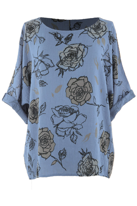 Rose Print Cotton Top
