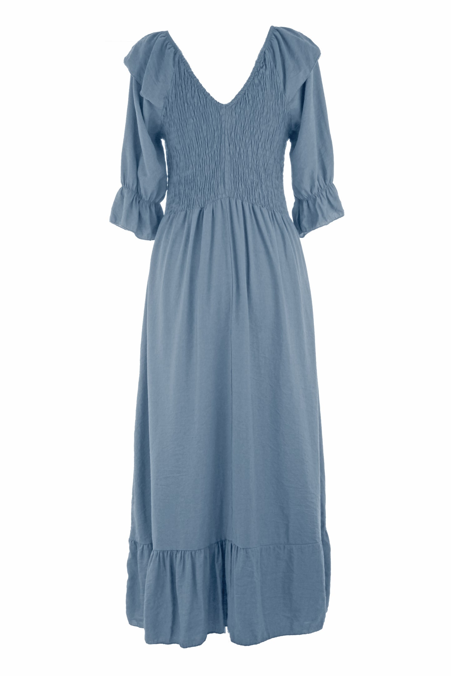 V Neck Smocked Maxi