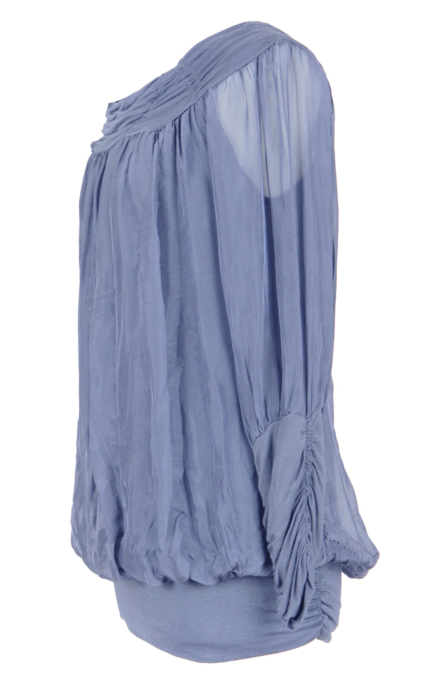 Ruched Neck Silk Blouse