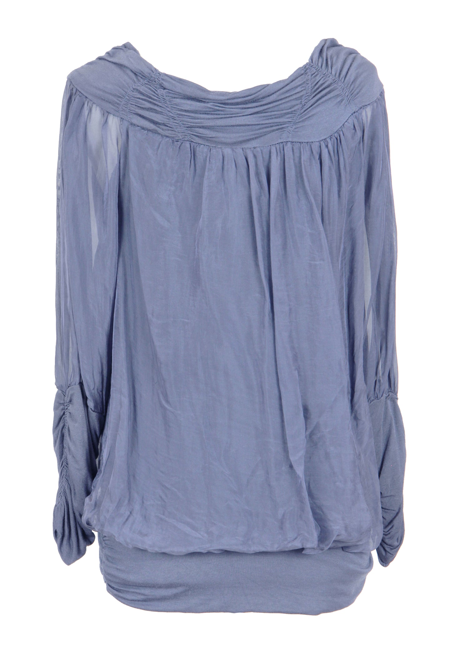 Ruched Neck Silk Blouse