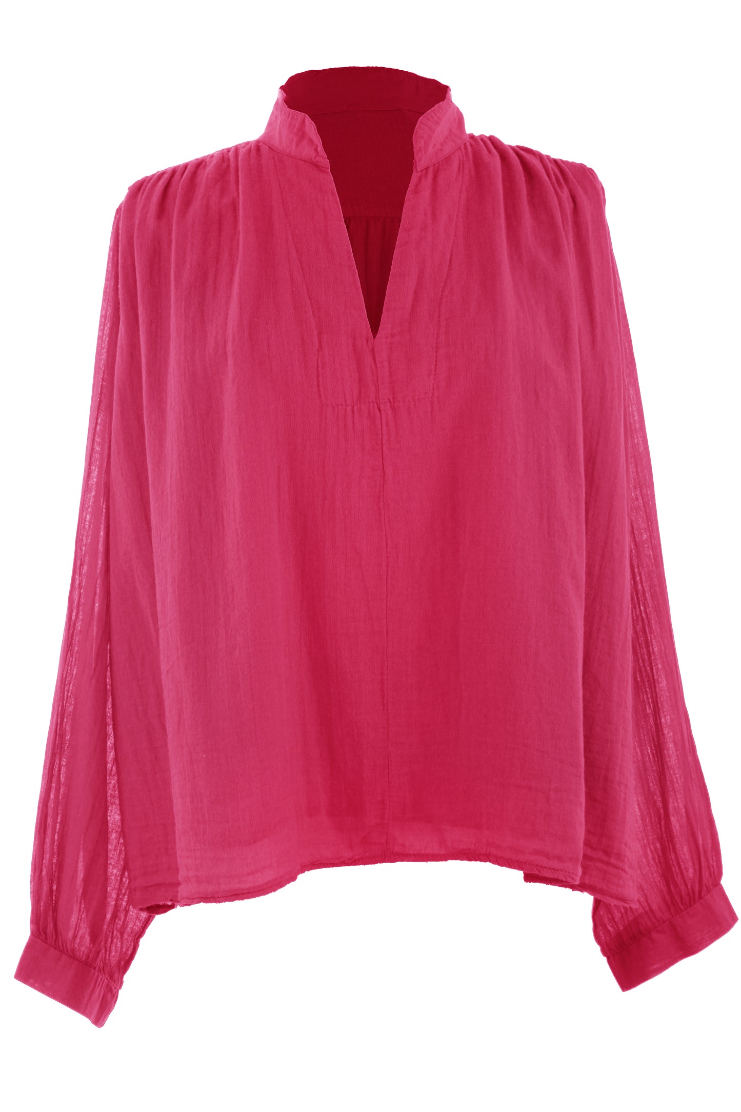 Ruched Shoulder Cotton Top