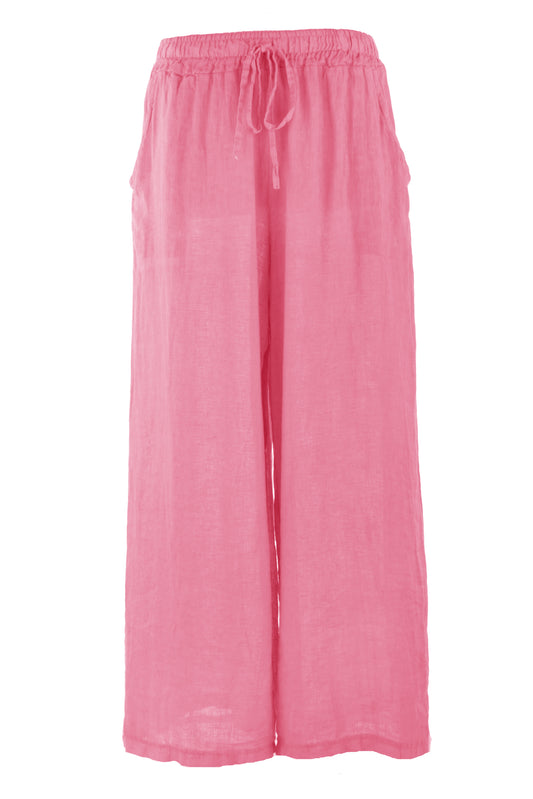 2 Pocket Wide Leg Linen Trouser