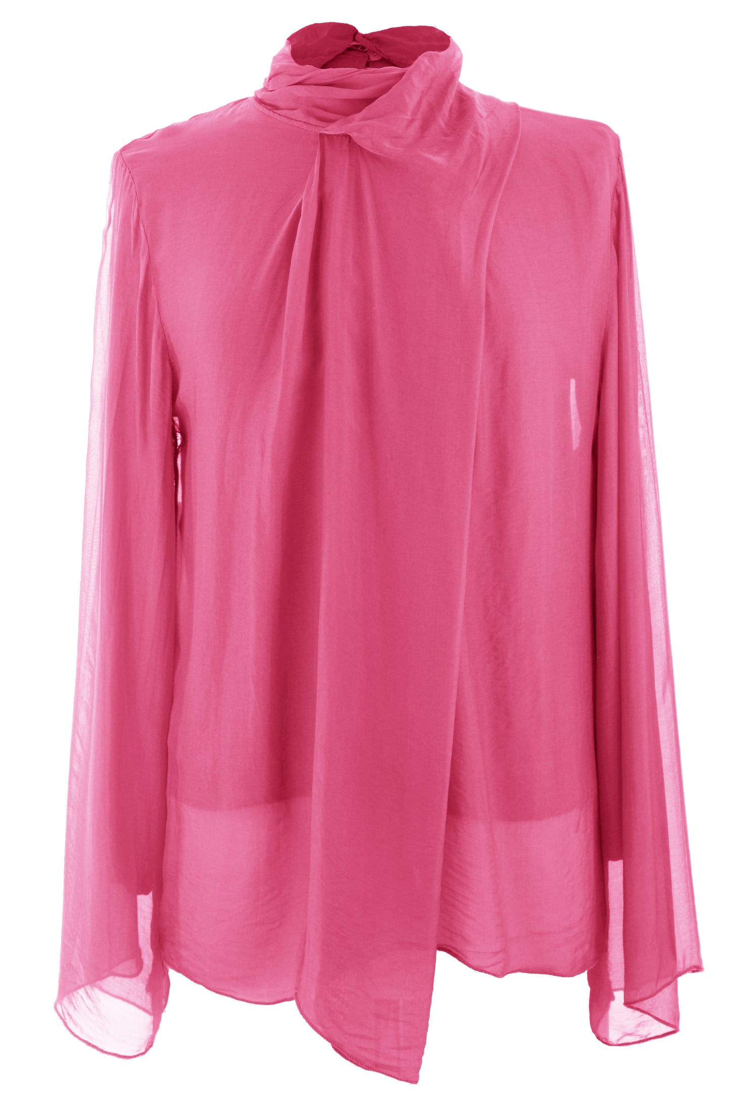 Pleat Detail High Neck Silk Blouse