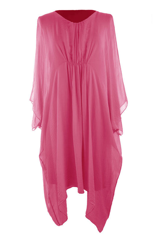 Ruched Front Silk Dress