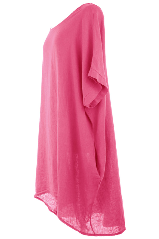 Crochet Back Linen Dress