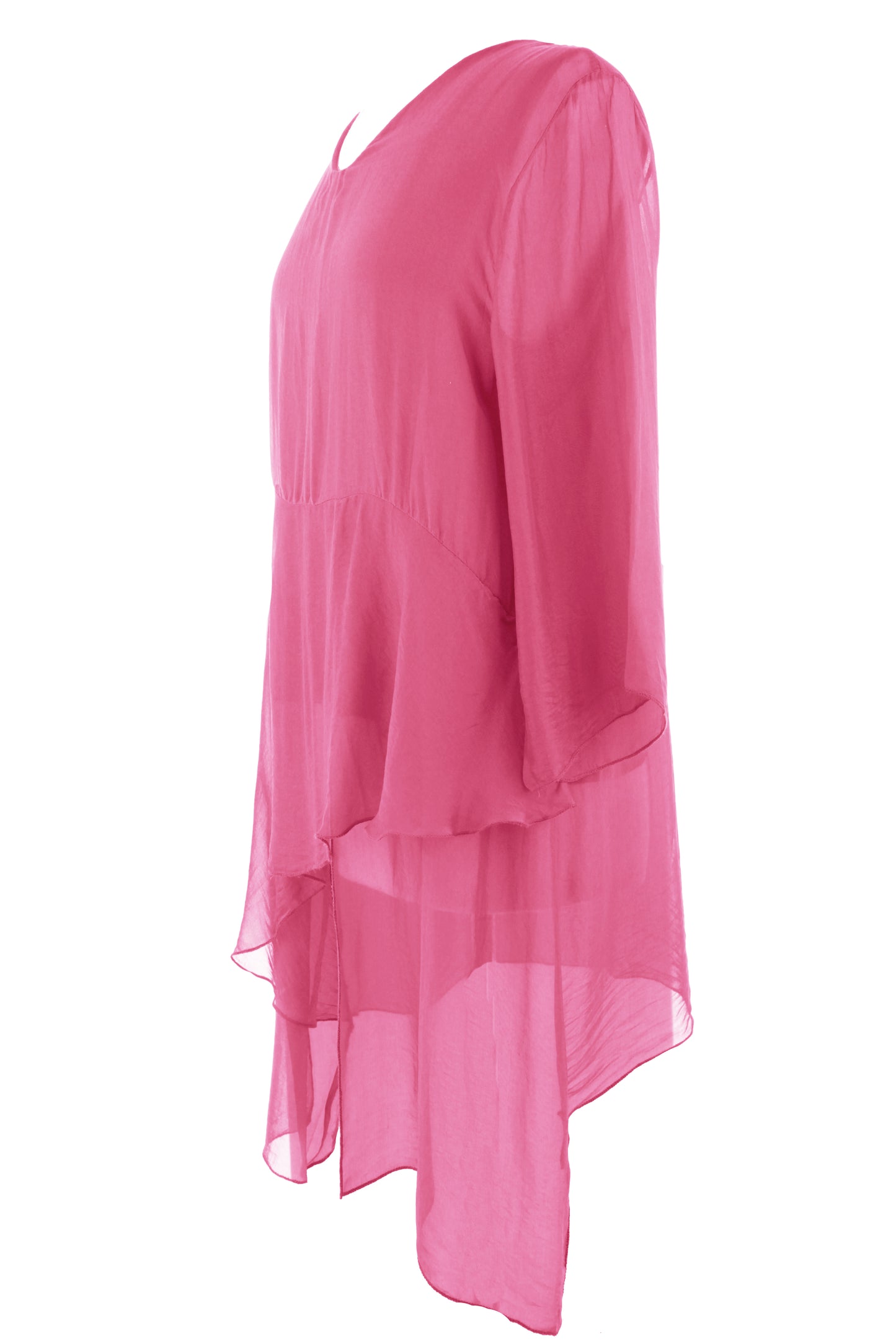 V Neck Asymmetric Silk Top